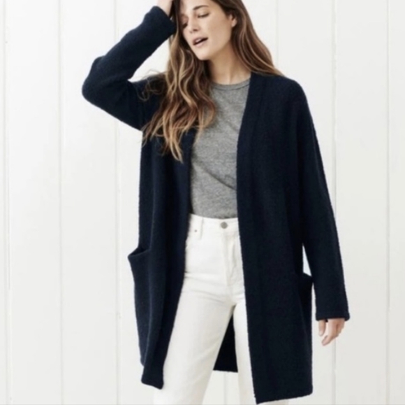 Jenni Kayne Cashmere Wool Waffle Knit Cardigan Sweater Navy Blue XS - Picture 13 of 13